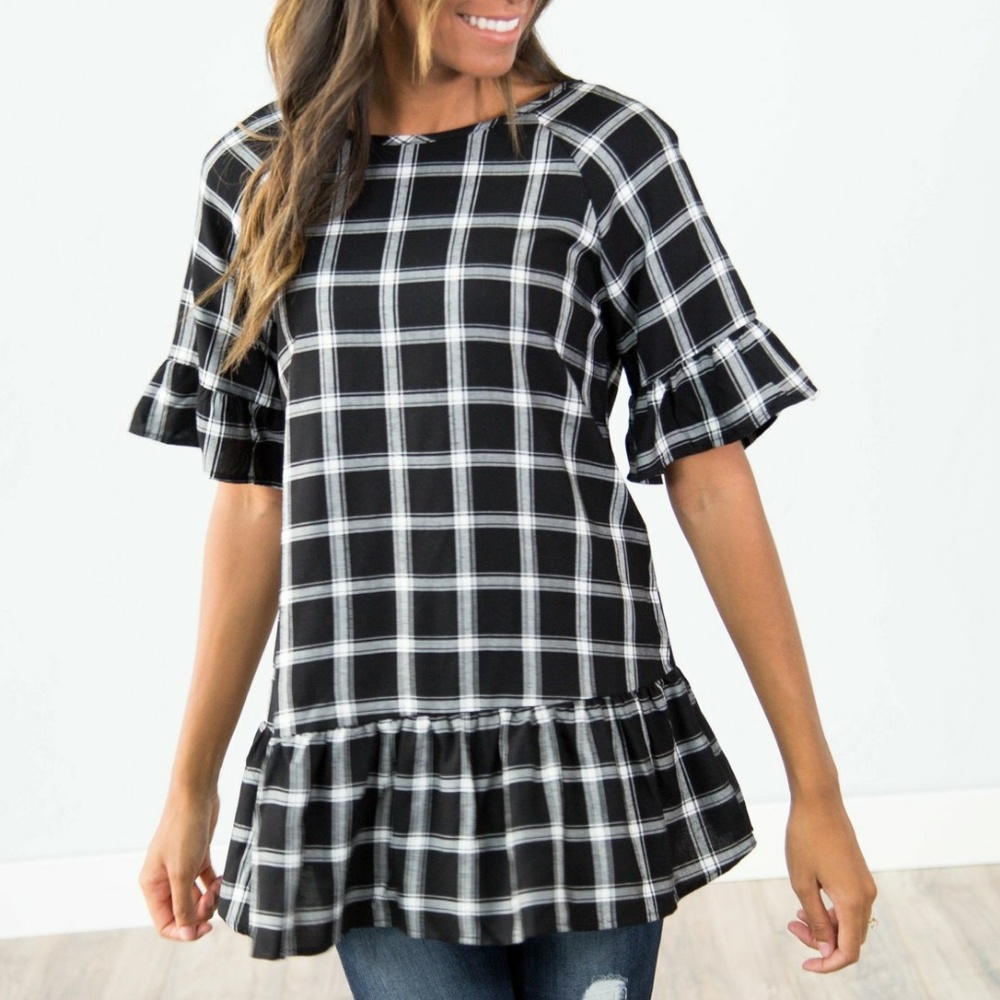 Iris Check Tunic Top